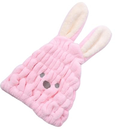 Kinder Trockenhaarmütze mit Hasenmotiv aus Polyester Rosa | Super Saugfähig für Schule und Zuhause, Niedliches Tiermuster, Schnelltrocknend Zufällige Farbe