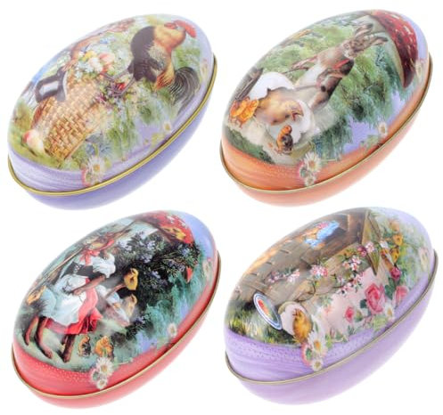 LIFKOME 4pcs Easter Egg Shaped Candy Box Decorative Sweets Container for Parties Multi Purpose present Packaging Stylish Design with Patterns for Treats and Favors