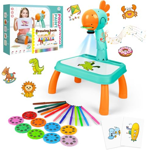 Tier -Zeichenprojektor Für Kinder Mit Musik&72 Motiven Für Mädchen&Jungen | Kinder Malen Projektor Zeichentisch , Lern & Kunstlern Malspielzeug Mit Projektortisch, Geschenk Für Mädchen&Jungen 3+
