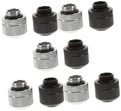 Operitacx Conector De Compresión Para Refrigeración Líquida Pc Accesorio Roscado Resistente Cromado Sello Compatible Con Sistemas Enfriamiento Computadora Paquete 2 Piezas X 5