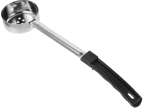Pizza Sauce Spoon with Holes Stainless Steel Flat Kitchen Scoop | Black Pp Handle, Easy to Clean Design, for Spreading Sauce in Kitchen Use