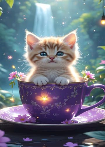 Puzzle 300 Pièces Adultes Tasse Chat Animal Puzzles Classique Divertissement Créatif Jouets de Jeu Stimulants Puzzle 300 Pieces 40x28 cm
