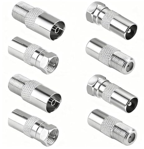 8 PCS TV Luftadapter F Stecker/Buchse Koaxialstecker Kit, Antennenstecker Adapter für SAT Kabel, Multimediadose Adapter, Antennenkabel Verbinder, F Stecker SAT Kabel, Langlebige Koaxialkabel Verbinder