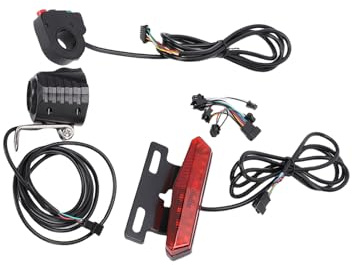 Fafeims Set Luci per Bici Elettriche, Luci Posteriori Anteriori in ABS con Indicatori di Direzione a Clacson per la Guida Notturna, Kit di Illuminazione per Biciclette a LED Ad Alta luminosità per