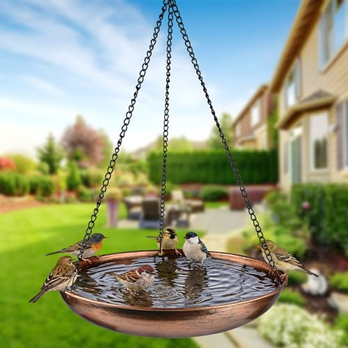 28cm Abbeveratoio Per Uccelli Sospeso Resistente All’inverno, Ciotola D’acqua Per Uccelli Utilizzabile Tutto L’anno, Bagno Per Uccelli In Metallo Per Giardino, Cortile E Ambienti Esterni