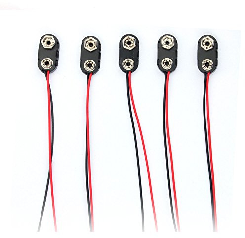 Ytian 5 x schwarzes Hartplastikgehäuse, 1 Typ Draht, 9 V Batterie-Clip-Anschluss