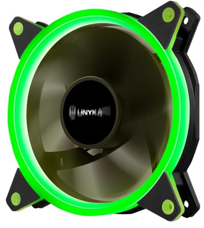 UNYKAch Candy 20 Ring LED grüner Computerventilator, 120 mm, leise, mit Gummihalterung und 7 Flügeln