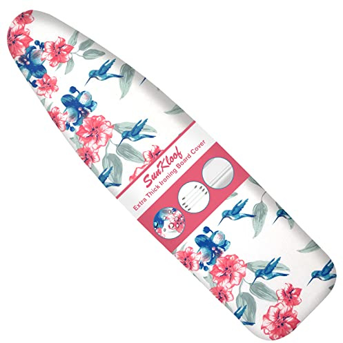 Sunkloof - Funda para Tabla de Planchar y Almohadilla Resistente a Las Marcas y Las Manchas, con Bordes elásticos y Almohadilla de 38 x 137 cm, 4 Cierres y 1 paño de Malla Protectora Grande