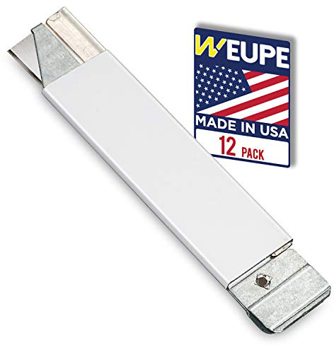 WEUPE Retractable Box Cutter, 12-Pack Metal Tap Knife, Razor Blade Cardboard Opener, Lightweight Handy Utility Knife for Packages, Letters, Craft and Paper, Single Edge Razor Scraper