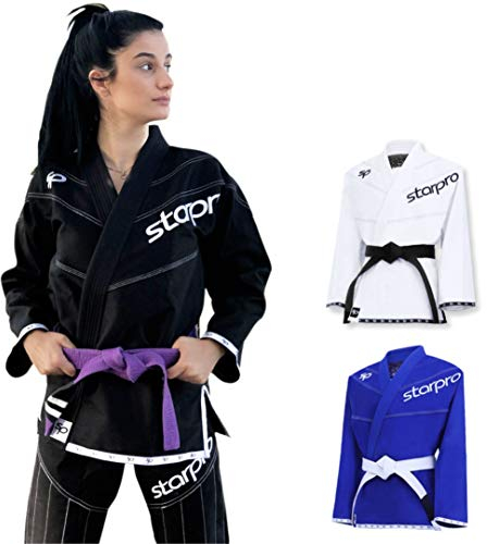 Starpro BJJ Gi 450 Gramm Power Baumwollmischung Weiß und Schwarz Preshrunk Professional Martial Arts Kimono für Training und Wettkampf Männer & Frauen A0 A1 A2 A3 A4 A5