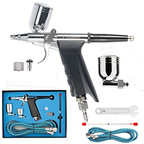 Youteo 166K Airbrush Trigger, Dual Action Airbrush Kit Spray Gun with 2pcs 0.3mm Needles,Nozzles, Air Hose for Tattoo Makeup Nail Art Hobby Painting | Airbrush Gun Dual-Action Gravity, Multi-Purpose Air Brush Makeup Model Coloring Painting Nail Cake Decor
