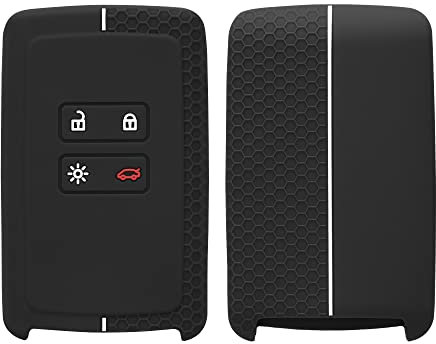 kwmobile Autoschlüssel Schutzhülle kompatibel mit Renault 4-Tasten Smartkey Autoschlüssel (nur Keyless Go) Hülle - Schlüsselhülle aus Silikon - in Schwarz Weiß