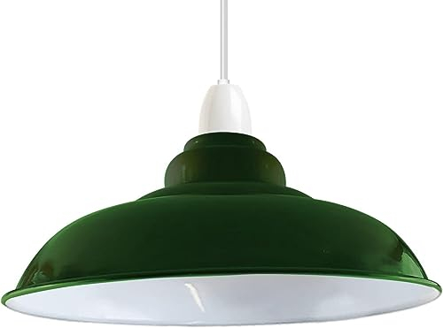 LEDSone Vintage Industrial Pendant Light Easy Fit with Metal Lampshade with Reduction Plate (E27) for Bedroom Living Room (Verde 2)