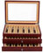 Stifthalterbox Stifte Sammelbox Stifthalterbox mit 3 Ebene Vitrine Federhalter Display Organizer Box mit Glasfenster für 34 Füller Stifte, Hölzern Rot