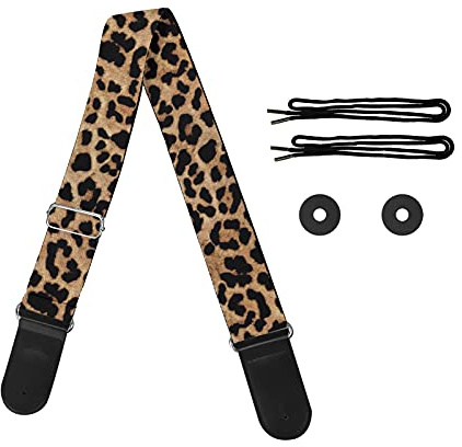 HUGS IDEA Verstellbarer Gitarrengurt für elektrische und akustische Gitarre, Bass, Sonnenblume, Schmetterling, Halloween, Tribal, leopard, 33.1 to 56.3 inch