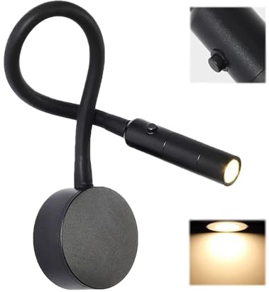 JZCDR LED Leselampe Wand Bett Wandlampe mit Schalter Wandleuchte Innen Schwanenhals Lampe Nachttischlampe Wandmontage Bettleuchte Leseleuchte 3W Bettleuchte Wandstrahler Schlafzimmer Warmweiß 3000K