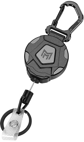 MNGARISTA Einziehbarer Schlüsselanhänger, strapazierfähiger Karabiner-Ausweishalter,taktische ID-Ausweisrolle mit einziehbarer 31.5-Zoll-Stahlschnur,8 oz