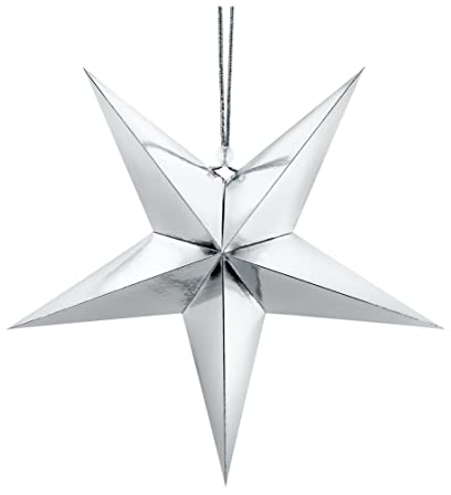 Étoile Décorative en Papier - Brillante, Pliante, À Suspendre pour Noël - 30 cm - Argent