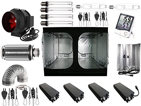Nito GmbH XXL odlingslåda komplett set 200 x 200 x 200 cm LED 400 W/600 W NDL odlingstält aktivt kolfilter (4 x 600 W NDL)