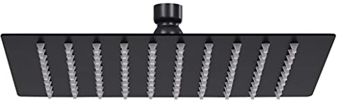 vidaXL Cabezal Ducha Efecto Lluvia Alcachofa Cuarto de Baño Accesorio Rociador Boquillas Giratoria Área Amplia Acero INOX Cuadrado Negro 20x20 cm