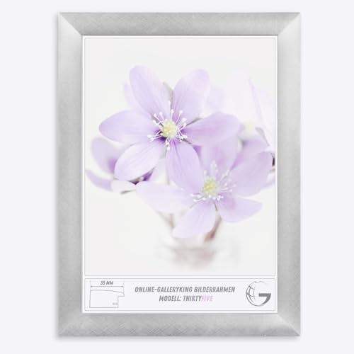 Online-GalleryKing OGK Thirtyfive - Bilderrahmen 50x70 cm Alu Criss Cross mit MDF Holz Rahmen vollummantelt, Anti-Reflex Kunstglas 1 mm und HDF Rückwand 3 mm - Fotorahmen für Hoch- und Querformat