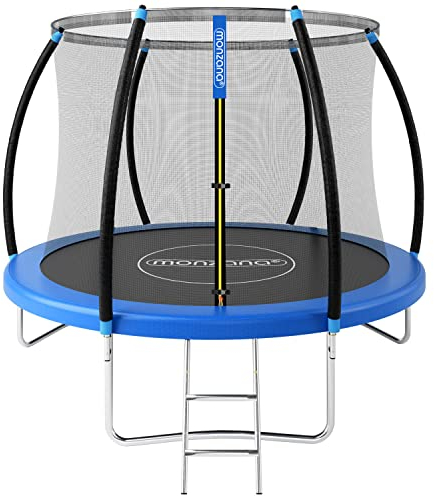 Monzana® Trampoline | 8 FT Diameter | 244cm | Enclosure Net | Safety Kids | Ladder Children Toddler Outdoor Netting | Weatherproof | Heavy Duty | Steel Frame
