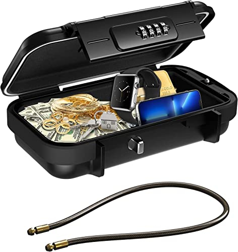 Ankilo Tragbarer Tresor, Sicherheitsbox mit Zahelncode,Wasserdicht Anti-Diebstahl Mini Tresor Zahlenschloss mit abnehmbarem Drahtseil Sicherheitssafe,Schlüsseltresor Schlüsselbox für Hause,Büro,Hotel