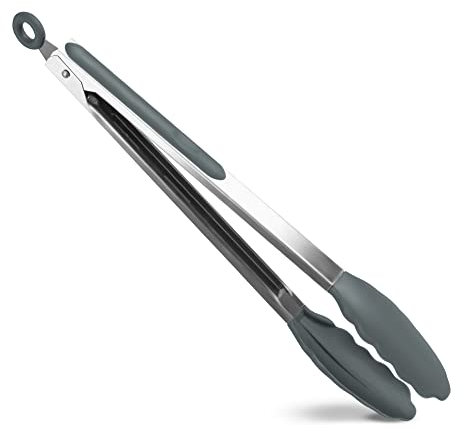 Grillzange Küchenzange Zange Küche Rostfreier Edelstahl und Silikon Fleischzange Kochzange Hitzebeständiger Silikongriff (Länge 30 cm)
