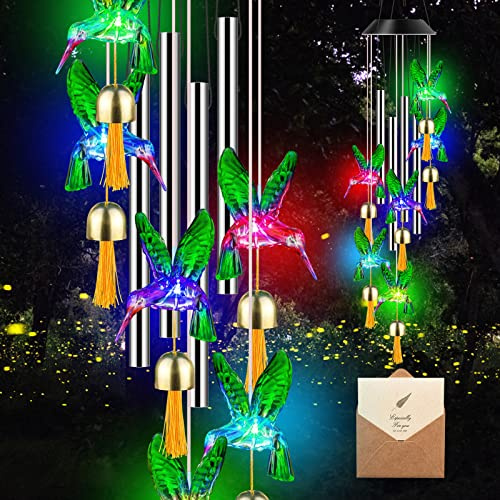 Wind Chimes for Outdoors, Solarleuchten Windspiele für Draußen, Windspiel Außen, Solarleuchten LED Windspiele Farbwechsel, Solar Windspiele für Draußen Hängend,Geschenke für Väter, Mütter, Freunde