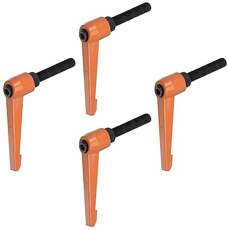 QUARKZMAN 4uds Ajustable Sujeción Palanca Manijas M10 x 40mm Macho Rosca Perno Perillas Giratorio Tornillo Bloqueo Rápida Liberación Trinquete Pulsador Botón Mango, Naranja