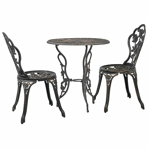 ZEYUAN 3-TLG. Bistro-Set, Bistrotisch Mit 2 Stühlen, Gartenset Tisch Und Stühle, Balkontisch Klein, Bistroset, Aluminiumguss