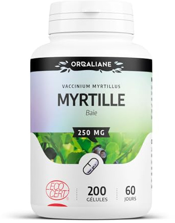 Myrtille Baie Biologique | 750 mg/jour | Vaccinium myrtillus | Certifié Ecocert | 200 Gélules
