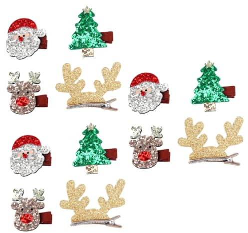 POPETPOP 12st Julglittriga Hårklipp Sequin Barrettes För Festliga Håraccessoarer Med Julmotiv Som Julgran Och Jultomte För Fester Och Fotografi