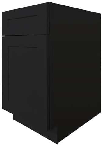 CozyHommie Shaker Style Unassembled Kitchen Solid Wood Base Cabinet 1 Shelf 1 Door 1 Drawer Charcoal Black 18 W x 24 D x 34-1/2H