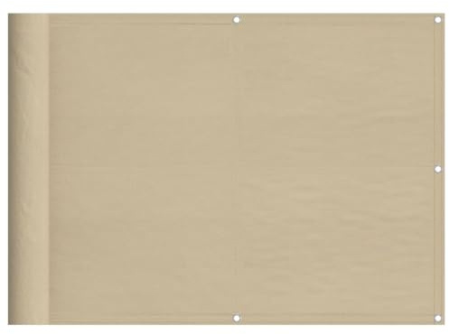 vidaXL Balkon Sichtschutz, Balkonbespannung mit Ösen Seil, Wasserfeste Balkonabdeckung, Balkonverkleidung für Balkon Terrasse, 75x1000cm Beige 100% Polyester-Oxford