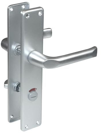 SN-TEC Renovierungs Schild Türbeschlag für Zimmertüren, Innentüren, Badezimmertüren, Aluminium F1, für Türstärke 20-47 mm (WC Badezimmer rot/weiß, Renovierungsschild 47mm x 240mm)