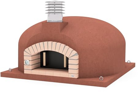 MOVELAR - Horno de Leña Exterior de Obra OLYMPUS MONS (Burdeos - 170 x 170 x 90 cm) - Horno exterior de leña para pizzas y asados, modelo de obra con aislamiento de corcho - REF: M00563