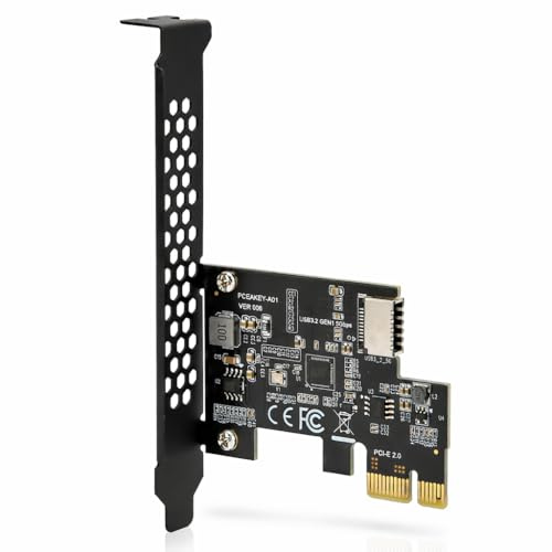 Plyisty PCIE X1 zu USB3.2 Gen1 Type E 5 Gbit/s Erweiterungskarte für Desktop-Front Typ C, Unterstützt WINXP, Plug-and-Play, ASM1042A-Chip, Schwarz