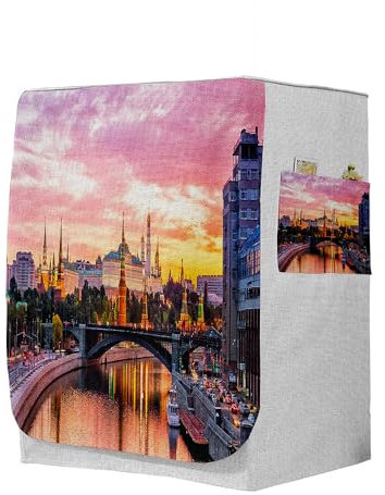 Highdi Housse de Protection pour Machine à Laver, Chargement Frontal Housse La Poussière avec Ouverture Frontale pour Linge Domestique (Capacité S 6~7.5KG,Multicolore 7)
