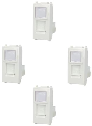 4 Pezzi Presa telefonica RJ11 compatibile con Vimar Plana - modulo da incasso per supporto e placca compatibile