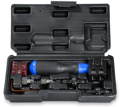 SMOTIVEPRO 7tlg Bremsleitung Bördelgerät, 4,75 mm & 6,35 mm SAE Doppelkopf-Bördelgerät, Erstellt 45° Einfach-/Doppelkegel- und Kugelaufweitungen für Brems- und Hydrauliksysteme