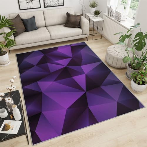 BEQUTIY Area Rug Large Size 80x150cm Purple Triangle Indoor Rugs, Abstract Geometric Irregular Pattern Carpet, Soft Short Pile Carpet, Decorative Rugs For Living Room Bedroom