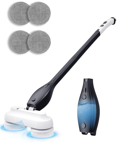 COCHEJUGAR Depurador y trapeador giratorio eléctrico 2 en 1, tanque de agua de 800 ml, impermeable IPX8, mango de extensión ajustable, batería de 4000 mAh y 2 velocidades, ideal para hoteles,