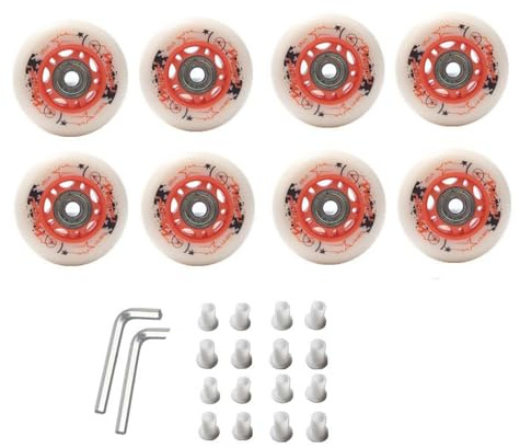 Generisch Indoor/Outdoor Rollschuh Räder 85A 64 mm 68 mm 70 mm Inlineskate Rollen mit Lagern Inline Ersatzrollen für eine sanfte und schnelle Fahrt für Teenager (orange 68 mm)