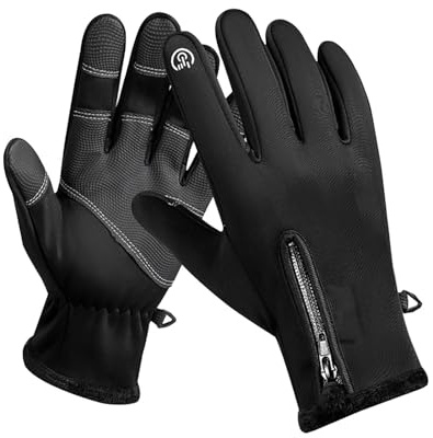 Guanti da moto da uomo – Guanti invernali impermeabili per touch screen con fodera in pile | Guanti da ciclismo caldi e durevoli per uomini e donne | ideali per motocross, ciclismo e ciclismo