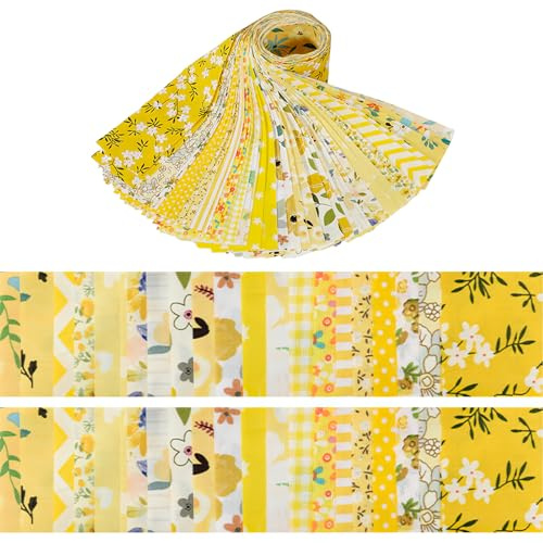 40 piezas de tela de algodón para patchwork de 6.2 x 50 cm, telas de algodón para DIY, tela de algodón con estampado de flores, tiras de tela para DIY, tela creativa en rollos para coser, manualidades