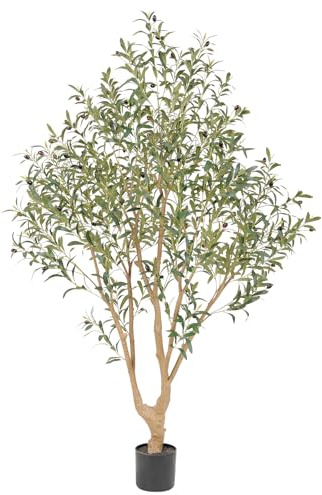 Nafresh Majestic - Olivo sintético de 6 pies – Olivo artificial para interiores y exteriores con hojas realistas y ramas texturizadas para sala de estar, oficina, entrada, patio