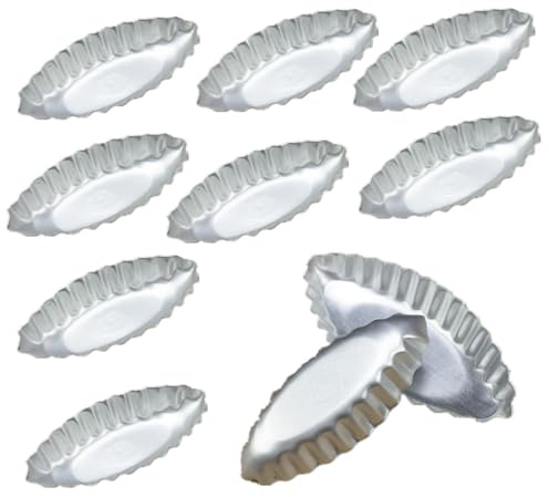 Homeily äggtårta form, 10 stycken mini tarteform båtform aluminiumlegering kakform bakning verktyg för tårtor, quiches, mousse kakor, dessert bakning, båtform.