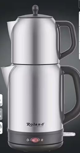 Roland Germany Wasser-Teekocher mit Teekanne 1,7L + 1L 2200 W, 2-in-1 :Teekocher, Wasserkocher, bis zu 1L Tee mit Teesieb (35195)
