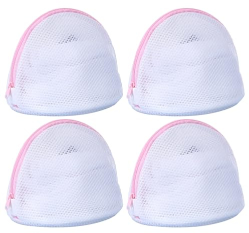 BH Wäschenetz für Waschmaschine, 4 Stück Halbrunde Waschmaschinen Tasche mit ReißVerschluss, BH Wäschenetz für Waschmaschine, Wiederverwendbare Mesh Waschbeutel Waschbeutel für Unterwäsche Socken